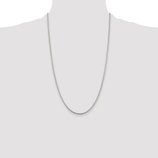 Sterling Silver Rhodium-plated Diamond-cut Round Box Chain (Style QVX040R-26)