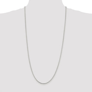 Sterling Silver Rhodium-plated Diamond-cut Round Box Chain (Style QVX040R-30)