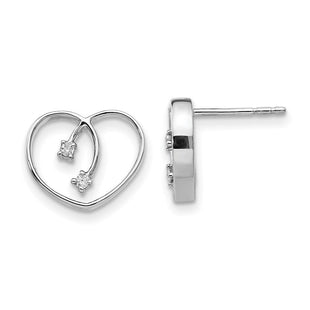 White Ice Sterling Silver Rhodium-plated Diamond Heart Post Earrings (Style QW158)