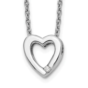 White Ice Sterling Silver Rhodium-plated Diamond Heart Necklace with Extender (Style QW161-18)
