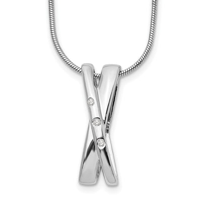 White Ice Sterling Silver Rhodium-plated Diamond Crossover Necklace with Extender