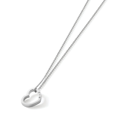 White Ice Sterling Silver Rhodium-plated Diamond Open Heart Necklace with Extender, 20 x 16mm