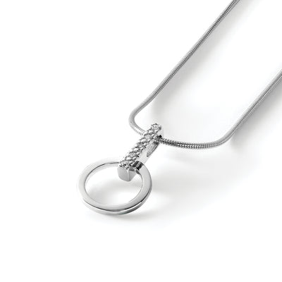White Ice Sterling Silver Rhodium-plated Open Circle Diamond Necklace with Extender, 20 x 19mm