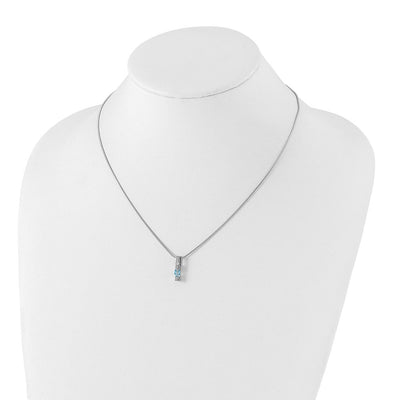 White Ice Sterling Silver Rhodium-plated Diamond and Blue Topaz Necklace with Extender, 18 x 0.8mm