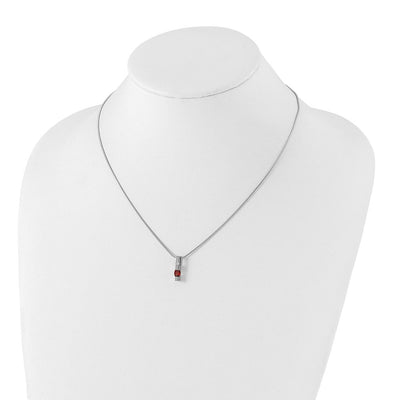 White Ice Sterling Silver Rhodium-plated Diamond and Garnet Necklace with Extender, 18 x 0.8mm