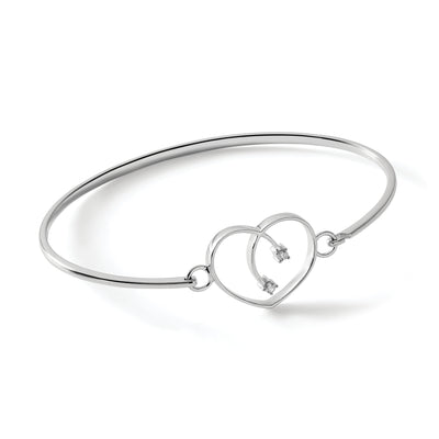 White Ice Sterling Silver Rhodium-plated Diamond Heart Bangle