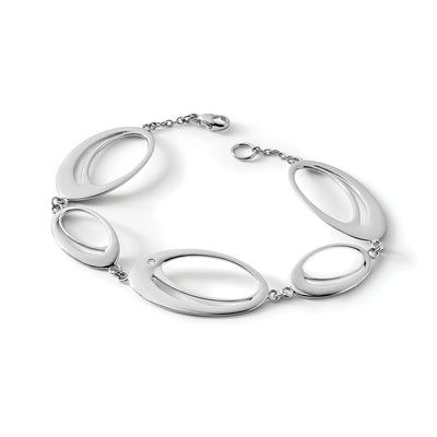 White Ice Sterling Silver Rhodium-plated Diamond Fancy Ovals Bracelet