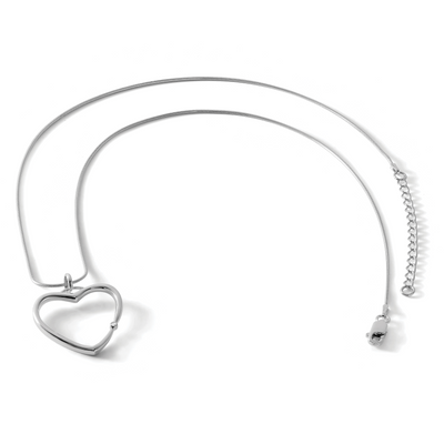 White Ice Sterling Silver Rhodium-plated Diamond Open Heart Necklace with Extender, 20 x 26mm