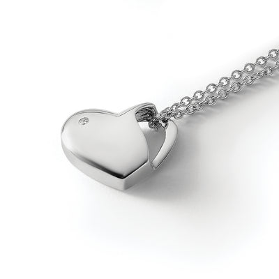 White Ice Sterling Silver Rhodium-plated Diamond Heart Necklace with Extender, 20 x 15mm