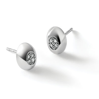 White Ice Sterling Silver Rhodium-plated Diamond Post Earrings, 9 x 7mm