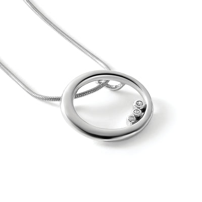White Ice Sterling Silver Rhodium-plated Diamond Open Circle Necklace with Extender, 20 x 19mm