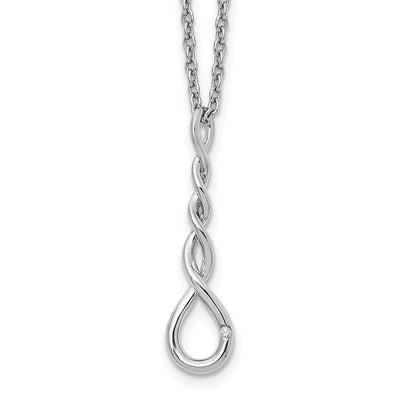 White Ice Sterling Silver Rhodium-plated Twisted Diamond Accent Necklace with Extender
