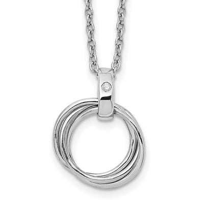 White Ice Sterling Silver Rhodium-plated Diamond Three Ring Necklace with Extender