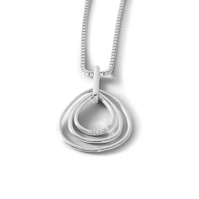 White Ice Sterling Silver Rhodium-plated Diamond Fancy Teardrop Necklace with Extender, 20 x 17mm