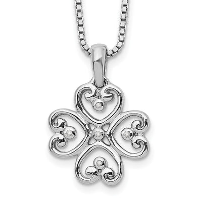 White Ice Sterling Silver Rhodium-plated Diamond 4 Heart Necklace with Extender