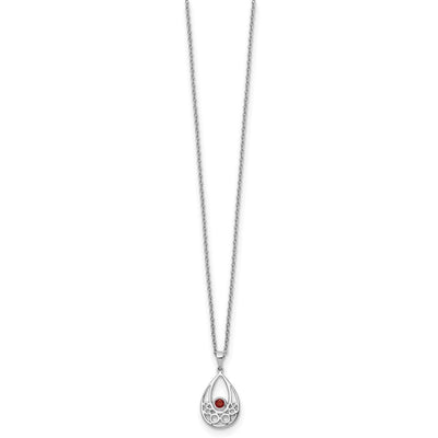 White Ice Sterling Silver Rhodium-plated Garnet Necklace with Extender