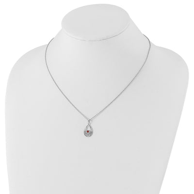 White Ice Sterling Silver Rhodium-plated Garnet Necklace with Extender