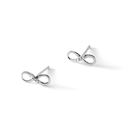 White Ice Sterling Silver Rhodium-plated Infinity Symbol Diamond Post Earrings