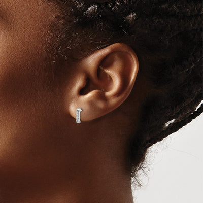White Ice Sterling Silver Rhodium-plated Diamond Post Earrings, 8 x 2mm