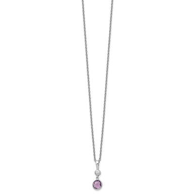 White Ice Sterling Silver Rhodium-plated Diamond and Amethyst Necklace with Extender