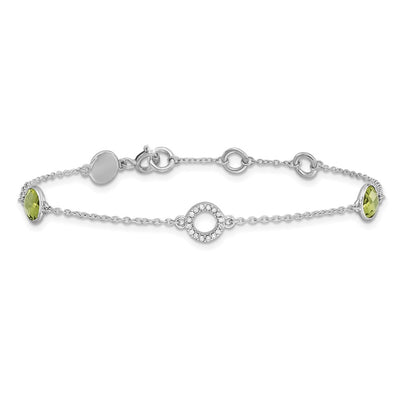 White Ice Sterling Silver Rhodium-plated Diamond and Peridot Bracelet plus Extender