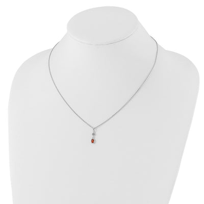 White Ice Sterling Silver Rhodium-plated Diamond and Garnet Necklace with Extender, 18 x 1.25mm