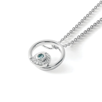 White Ice Sterling Silver Rhodium-plated Blue Topaz and Diamond Necklace with Extender, 20 x 15mm