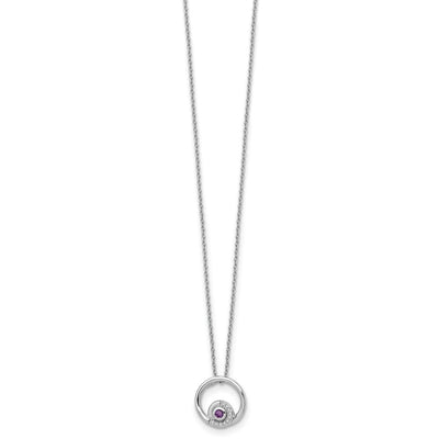 White Ice Sterling Silver Rhodium-plated Diamond and Amethyst Necklace with a Extender
