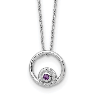 White Ice Sterling Silver Rhodium-plated Diamond and Amethyst Necklace with a Extender