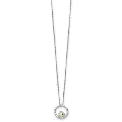 White Ice Sterling Silver Rhodium-plated Diamond and Peridot Necklace plus Extender