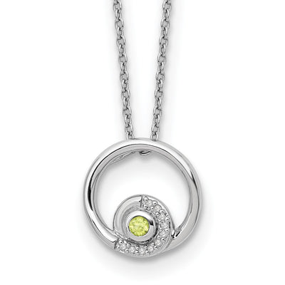 White Ice Sterling Silver Rhodium-plated Diamond and Peridot Necklace plus Extender
