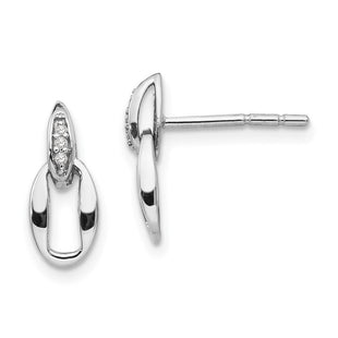 White Ice Sterling Silver Rhodium-plated Open Oval Diamond Post Dangle Earrings (Style QW376)