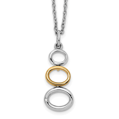 White Ice Sterling Silver Rhodium-plated Gold-tone Diamond Necklace with Extender, 20 x 10mm