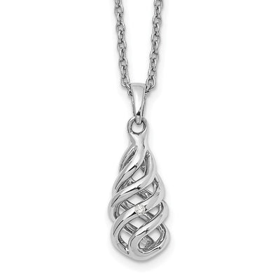 White Ice Sterling Silver Rhodium-plated Diamond Spiral Necklace with Extender
