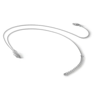 White Ice Sterling Silver Rhodium-plated Diamond Feather Necklace with Extender