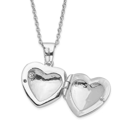 White Ice Sterling Silver Rhodium-plated Diamond Heart Locket Necklace with Extender