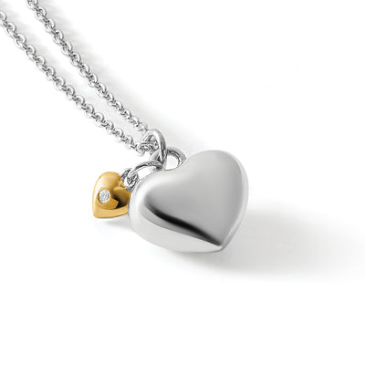 White Ice Sterling Silver Rhodium-plated Gold-tone Diamond Double Heart Necklace with Extender