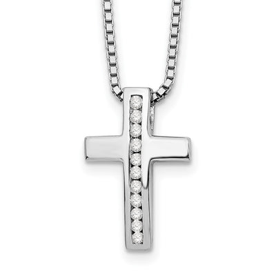 White Ice Sterling Silver Rhodium-plated Diamond Cross Slide Pendant Necklace with Extender