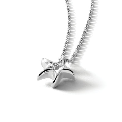 White Ice Sterling Silver Rhodium-plated Diamond Starfish Slide Pendant Necklace with Extender