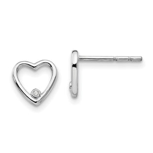 White Ice Sterling Silver Rhodium-plated Diamond Open Heart Post Earrings (Style QW418)