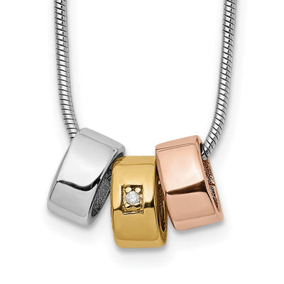 White Ice Sterling Silver Rhodium-plated Rose and Gold-tone Diamond Necklace with Extender
