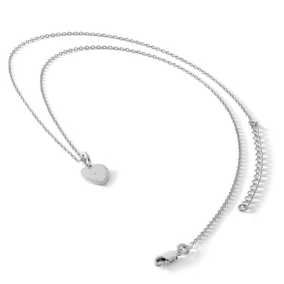 White Ice Sterling Silver Rhodium-plated Diamond Heart Necklace with Extender, 20 x 9.7mm