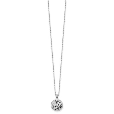 White Ice Sterling Silver Rhodium-plated Diamond Star Round Locket Necklace with Extender