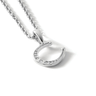 White Ice Sterling Silver Rhodium-plated Diamond Horseshoe Necklace with Extender