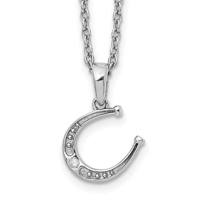 White Ice Sterling Silver Rhodium-plated Diamond Horseshoe Necklace with Extender