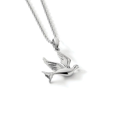 White Ice Sterling Silver Rhodium-plated Diamond Dove Necklace with Extender