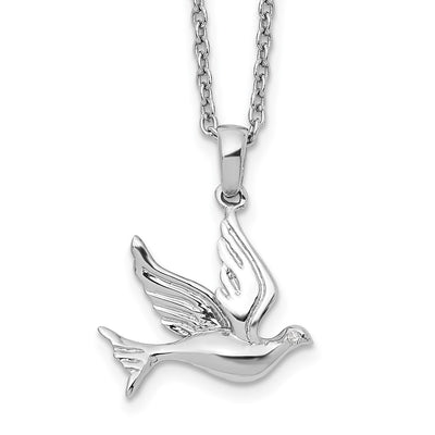 White Ice Sterling Silver Rhodium-plated Diamond Dove Necklace with Extender