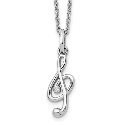 White Ice Sterling Silver Rhodium-plated Diamond Musical Necklace with Extender