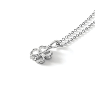 White Ice Sterling Silver Rhodium-plated Diamond Clover Necklace with Extender