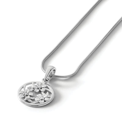 White Ice Sterling Silver Rhodium-plated Diamond Flower Necklace with Extender, 20 x 14mm